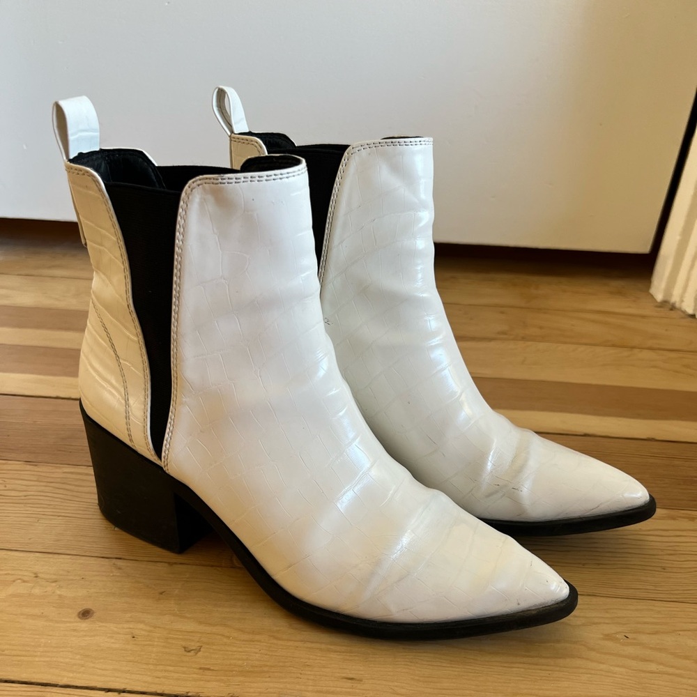 Steve Madden white croc boots